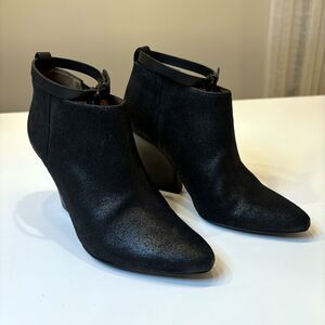 Rebecca Minkoff Women's La Roux Black Glazed Suede Strappy Booties US Size 6‎ M